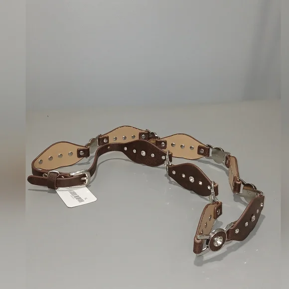 Fashion Woman Brown Belt with Rhinestone NWT - Picture 1 of 4